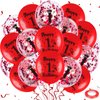 1st Birthday Balloons for Boys Girls, 18Pcs Red Happy 1st Birthday Decorations Balloons 1st Birthday Latex Balloons Confetti Balloons Red One Year Old Balloons for First Birthday Party Supplies Decor