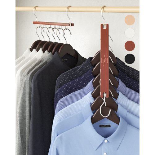 MORALVE Space Saving Hanger for Closet Organizer - 4 Pack European Beechwood Shirt Organizer for Closet - Space Saver Hangers for Clothes - Closet Clothes Organizer Space Saving Collapsible Hanger