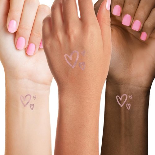 CLASSIC HEARTS PINK set of 10 premium waterproof metallic pink foil temporary Flash Tattoos - Heart Party Favors, Heart Party Supplies, bachelorette, pink heart, heart sticker, Valentine's Day