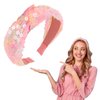 GAFATORY Pink Sequin Headband Sparkly Glitter Headband for Girls Knotted Hair Band Pink Hair Accessories Fashion Headbands for Women Twist Hairband