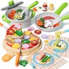 Lehoo Castle Play Food Sets for Kids Kitchen, Wooden Toys Play Kitchen Accessories with Pot and Pan, Pizza Toy Pretend Play for Toddlers 3-5, Realistic Pasta Felt Play Food Set, 3 Year Old Girl Gift