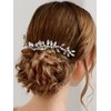 Brishow Rhinestone Bride Wedding Hair Comb Silver Crystal Hair Piece Pearl Bridal Hair Accessories for Women and Girls