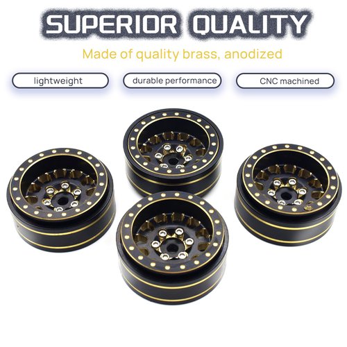 HOPLEX 1.0 Plus Brass Beadlock Wheels RC Wheel Rim Set 42g/pcs 6-Spoke Rims for TRX4M Axial SCX24 FMS FCX24 1/18 1/24 RC Crawler Car Upgrade Accessories