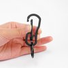 Alsmiley Stainless Steel Carabiner Clip Retractable Ring Set Keychain Quick Release Hooks for Men Women Black