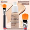 Glamza Phoera Foundation Set with Makeup Brush - Matte Cream Foundation Kit with 102 (Nude) Shade & Applicator - Full Coverage Concealer - 24hr Oil Control - 30ml
