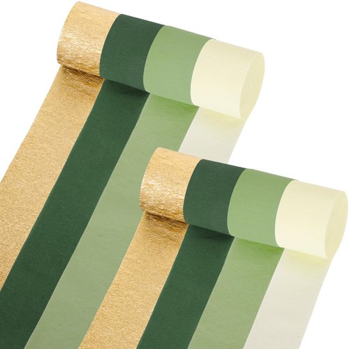 Whaline 8 Rolls Crepe Paper Streamers Gold Green Crepe Paper Rolls Flower DIY Kits for Wedding Birthday Valentine's Day Decor Bachelorette Bridal Baby Shower Backdrop Photo Booth,4 Colors
