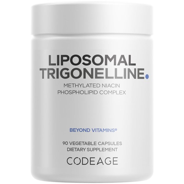 Codeage Liposomal Trigonelline - 250 mg Per Capsule - 3-Month Supply - Plant-Based Alkaloid - Liposomal Delivery for Bioavailability - Metabolic Health Support - Vegan Nootropic Non-GMO - 90 Capsules