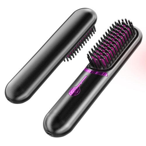 Wireless Hair Straightener Brush Lightweight 0.3lbs Cordlss Hair Straightener Brush Negative Ion Hot Comb 45 Mins Long Battery Life with Type-C Rechargeable Feature Fast Heating4