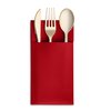 Disposable Linen-Feel Dinner Napkins with Built-in Flatware Pocket, 50-Pack BRIGHT RED Prefolded Cloth Like Paper Napkins For Christmas, Dinner, Wedding Or Party [Silverware NOT Included]