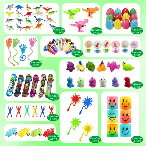 BANBALLON Dinosaur Party Favors Dinosaur Figures Goodie Hatching Eggs Cars Bracelets Gifts Pinata Filler Bulk Toys for Dinosaur Party Boy Kid Birthday Party Stuffers Supplies (Style 01)