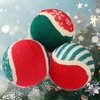 LUCKITTY 3 Packs Christmas Dog Tennis Balls Interactive Toy Puppy for Small Medium Dogs Training Playing- Red, White, and Green Color Blocking Patterns 2.5 Inch