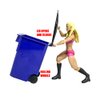 Set of 3 Mini Blue Recycling Trash Cans with Lid & Wheels for Wrestling Action Figures