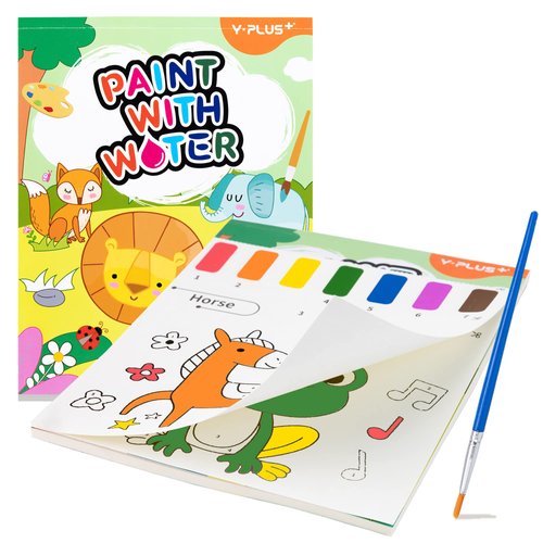 YPLUS Paint with Water Books for Toddlers, Watercolor Painting Paper for Kids Ages 1-3, 2-4, Art Craft Gift for Drawing with Brush, Christmas Stocking Stuffers for Kids Toddler - Animals