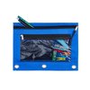 3 Ring Binder Pencil Pouchs, Zippered Pencil P9ouch Double Pocket Pencil Pouch 3 Ring with Clear Window (Blue&Green 2pack)