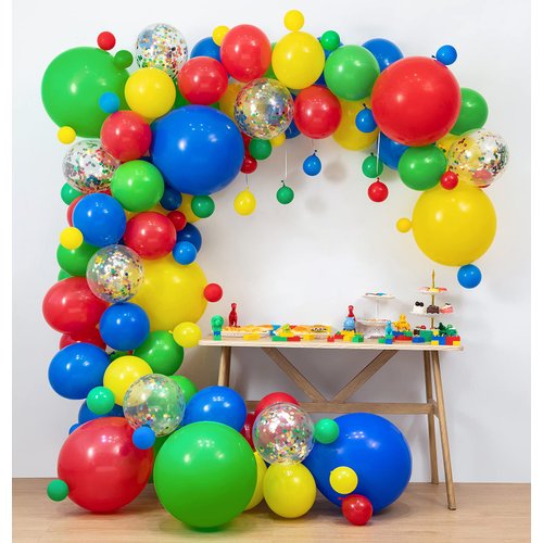 LFVIK Circus Balloon Arch&Red Yellow Blue Green 4 Sizes 18''12''10''5'' Balloon Garland Kit –Colorful Rainbow Party Supplies for boy and girl Carnival Birthday Decorations