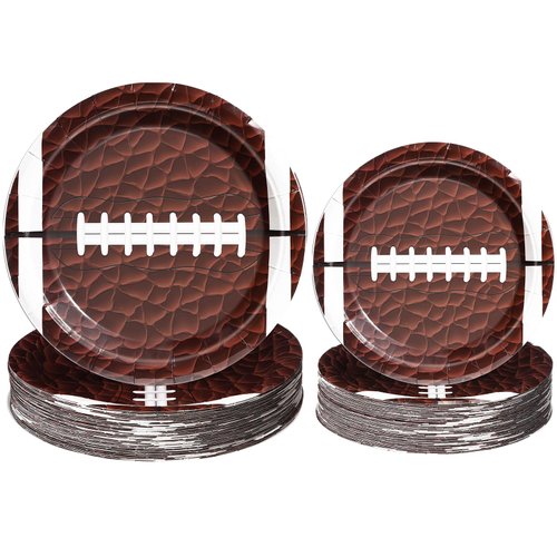 Aoriher 120 Pcs Football Party Favors Sport Party Favors Football Paper Plates Bundle and Football Theme Party Dessert Plates Football Themed Party Tableware for Birthday Party Favors