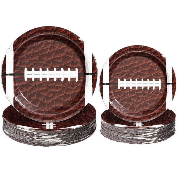 Aoriher 120 Pcs Football Party Favors Sport Party Favors Football Paper Plates Bundle and Football Theme Party Dessert Plates Football Themed Party Tableware for Birthday Party Favors