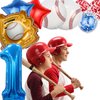 HADCKJA Baseball Balloons Baseball Birthday Party Supplies with 1st Balloon Baseball Glove Balloon Red Blue Star Red Blue Confetti Balloon for Boy Shower Decorations Birthday Party Decorations 9Pcs