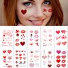 84 PCS Lips Kiss Heart Temporary Tattoo Stickers Red Love Rose Waterproof Fake Tattoo Decals Valentines Face Stickers Decorations