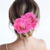 Yheahin 2pcs Flower Hair Clips Boho Orchid Hair Clips Artificial Phalaenopsis Hair Barrettes Bridal Hawaiian Beach Party Hair Accessories for Women (Rose Red)