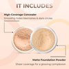 FOUNDATION & CONCEALER DUO (WARM & MEDIUM CONCEALER) Mineral Makeup Kit Full Size Set Matte Bare Face Sheer Powder Cover