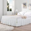 RIMELA White Bed Skirt Queen 15 Inch Drop Silky Luxurious Fabric, Wrinkle and Fade Resistant with Adjustable Elastic Belt Easy to Install Machine Washable Dust Ruffles Bedskirt for Matress Box Spring