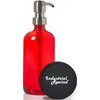 Red Soap Dispenser with Stainless Steel Pump - 16oz Red Glass Dish Soap Dispenser with Non Slip Coaster and Top Protector