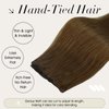 Full Shine Hand Tied Hair Extensions Human Hair Color Medium Brown Human Hair Weft Double Weft Sew Human Hair Genius Weft Hair Extensions For Women Sew In Hair Extensions Real Human Hair 50G 14 Inch