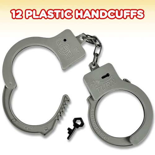 ArtCreativity Plastic Handcuffs for Kids – Pack of 12 Toy Handcuffs with Keys, Fun Play Handcuffs for Kids, Party Favors, Costume Props, Goody Bag Fillers, and Gifts for Boys and Girls