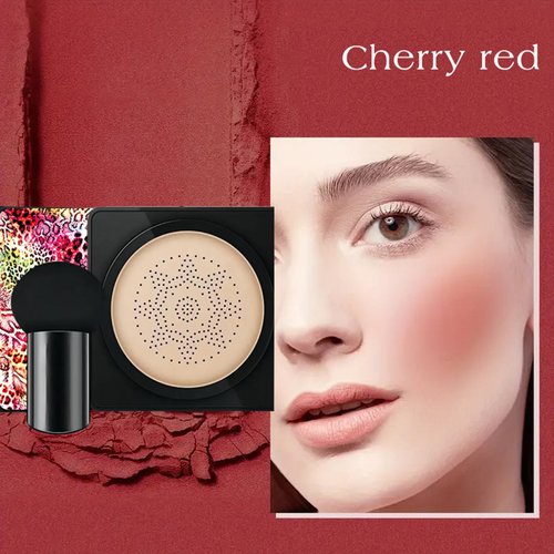 Cream Blush Air Cushion Mushroom Head Blush makeup Lightweight Smooth,Cherry Red
