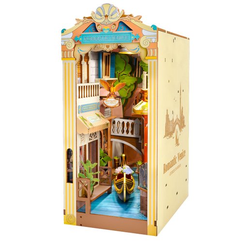 Rowood Book Nook Kit,DIY Book Nook Kits with Dust Cover for Adults,Miniature House 3D Wooden Puzzle Bookend Bookshelf Insert Decor,Craft Kits for Adults/Kids,Birthday Romantic Venice