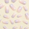 Press on Nails Short Fake Nails Coffin False Nails with Glue Purple Pink Gradual Nude Color Glue on Nail Foll Cover Stick on Nails For Women Girls 24PCS