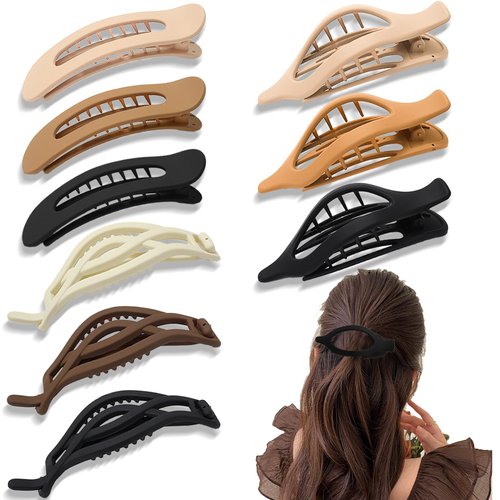 LifeDawn 9 Pack Flat Hair Clips for Women,French Flat Claw Clips Alligator Hair Clips for Thick T...