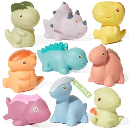 AMCHSURI Mold Free Baby Bath Toys for Babies 6-12 Months 9 Pack No Holes Dinosaur Bath Toy Safe and Non Toxic Floating Pool Bathtub Toys Christmas Baby Gifts