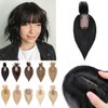 S-noilite 150% Density Human Hair Toppers with Bangs Silk Base Clip in Topper For Women with Thinning Hair Cover Gray Hair Clip on Top Hairpieces For Short Hair 10 Inch 33g #1 Jet Black