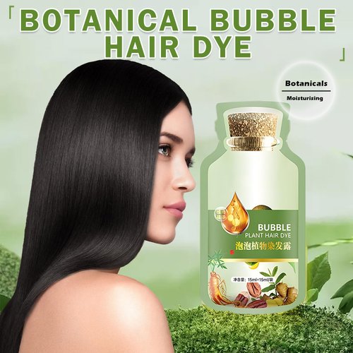 DAMUSI Bubble Hair Dye Black Natural Plant Hair Dye Korean Hair Color Shampoo,Pure Plant Extract for Grey Hair Color Bubble Dye,20ml 10Packs/Box,Tinte Para Cabello for Men Women（Black）