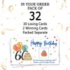 REWIDPARTY Colorful 60th Birthday Party Game Scratch Off Cards（32 PCS） Cheers to 60 Years Party Games Supplies Happy 60th Birthday Party Scratch Cards Funny Activity Holiday for Groups Raffle Tickets