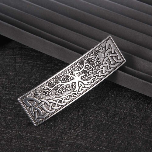Amaxer Vintage Viking Barrettes for Women Girls Celtic Ancient Nordic Odin's Raven Hair Clips for Thick Thin Hair Vintage French Hair Clips Hair Styling Accessories (Silver-Tree of Life)
