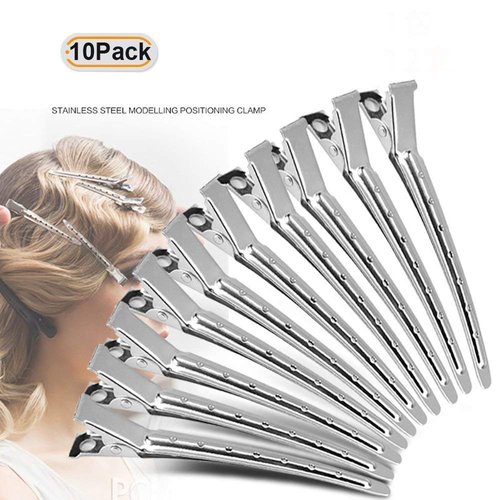 Hair Clips Pins Semilyn 10 Pack 3.5 inch DIY Hair Clips Stainless Steel Hair Pins Teeth Bows Hair Clips Hairdressing Salon Hair Grip DIY Accessories Hairpins for Women, Girls and Hairdresser (Silver)