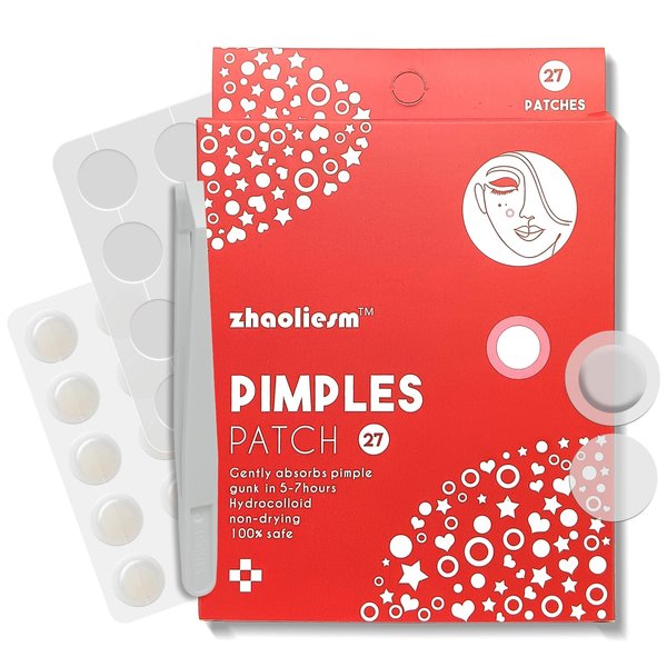 Pimple Patches for Face, Hydrocolloid Acne Patch - Invisible Pimple Patch Spot Cover, Blemishes, Zits Oil Absorbing Patch, Breakouts Spot Treatment for Skin Care, Facial Sticker, 2 styles (27 Count)