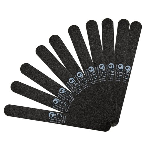Nail File 120 grit / 240 grit | Natural,Gel or Acrylic | Washable and Reusable | Black Emery Cushion | 10-Pack by Geti Beauty | U.S.A. Made