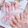 3D Pink Rose Flower Nail Charms Flower Nail Art Charms Nail Pearls Beads Flower Charms for Nails Design Rose Nail Charm Floral Nail Jewels for Nail Art Rhinestones for Nails Supply Nail Decorations