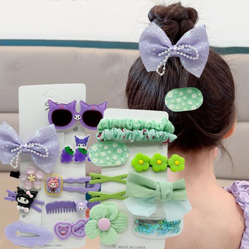 18 Pcs Hair Accessories for Girls Package,Flower Duckbill Hairpin for Kids Colorful Children's Hair Ties Cute Bow Hair Clips for Girl Teens-18PCS-#13