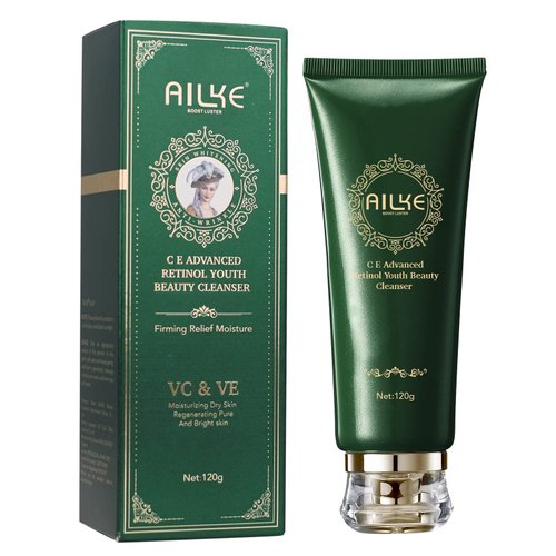 AILKE Vitamin C/E, Advanced Retinol Youth Beauty Cleanser, Deeply Clean Stains, Firming, Moisturizing, Brightening, Gentle Face Wash for Women, 4.3 oz (Pack of 1)