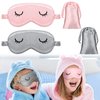 2 Pieces Cute Sleep Eye Masks for Kids Silk Sleep Eye Cover Cute Lightweight Adjustable Eyeshade Mask Satin Night Eyeshade Covers with 2 Pieces Storage Bag(3-12 Years,Gray, Pink)