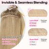 REECHO Clip in Hair Extensions, 4PCS Lace Weft Hair Extensions 14" Short Wavy Hair Extensions Invisible Hair Extensions Clip Ins Natural Soft Hairpieces for Women, Platinum Blonde