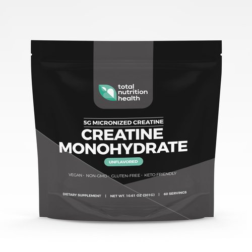 Total Nutrition Health Creatine Monohydrate – 5g Micronized Creatine Monohydrate Powder – Vitamin D and Black Pepper Extract – Unflavored Pre-Workout with Creatine for Energy, Muscle Performance