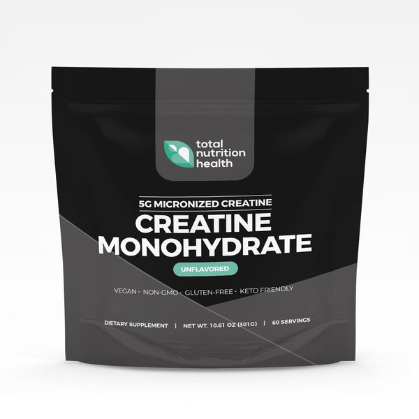 Total Nutrition Health Creatine Monohydrate – 5g Micronized Creatine Monohydrate Powder – Vitamin D and Black Pepper Extract – Unflavored Pre-Workout with Creatine for Energy, Muscle Performance