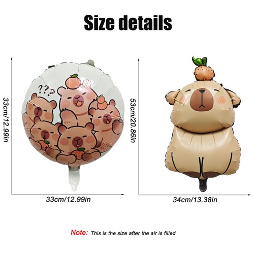 3PCS capybara Animal balloons Capybara Aluminum Foil Balloon capybara inflatable Round Balloons for capybara birthday party Animal Theme Party Backdrop Party Supplies decorations