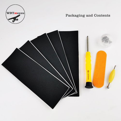 WDTMEEZU Fingerboard Foam Grip Tape(5pcs 110mm*37mm) Anti Slip Foam Tape for Mini Skateboard Finger Skateboard Installation Tools and Screws Nuts Set Bundle